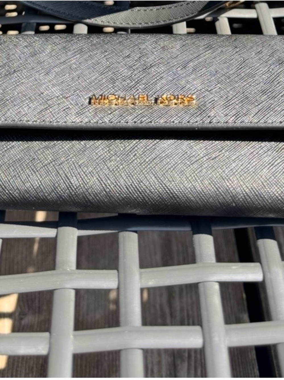 Michael Kors Black Saffiano Wallet with Gold Logo Detail